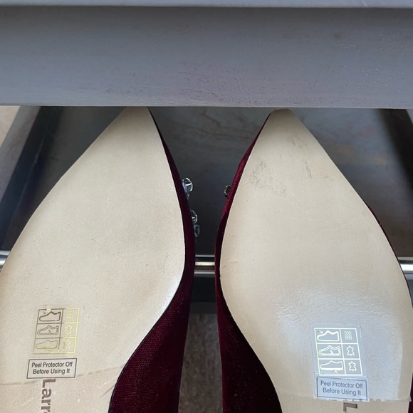 Larroude Burgundy Velvet Flats with Crystal Accents - Picture 8 of 8